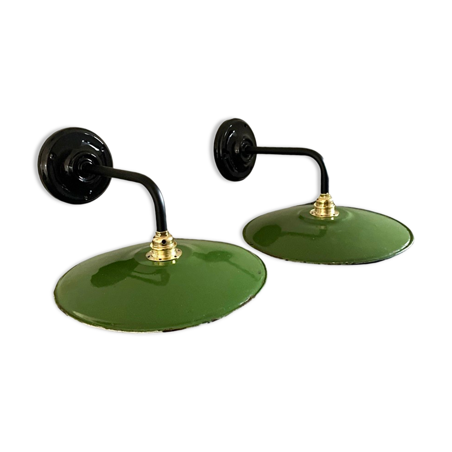 Pair of vintage wall lamps enamelled sheet metal