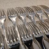 12 silver-plated table forks by Christofle America