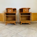 Pair of art deco bedsides in lemon tree magnifying glass
