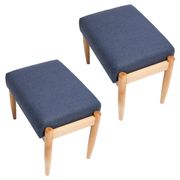 Pair of vintage navy blue wool stools from the mid-20th century, Edmund Homa, 1960s.