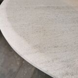 Large oval coffee table in travertine and metal