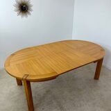 Old extendable table in solid elm from the 70s/80s, Maison Regain Vintage design