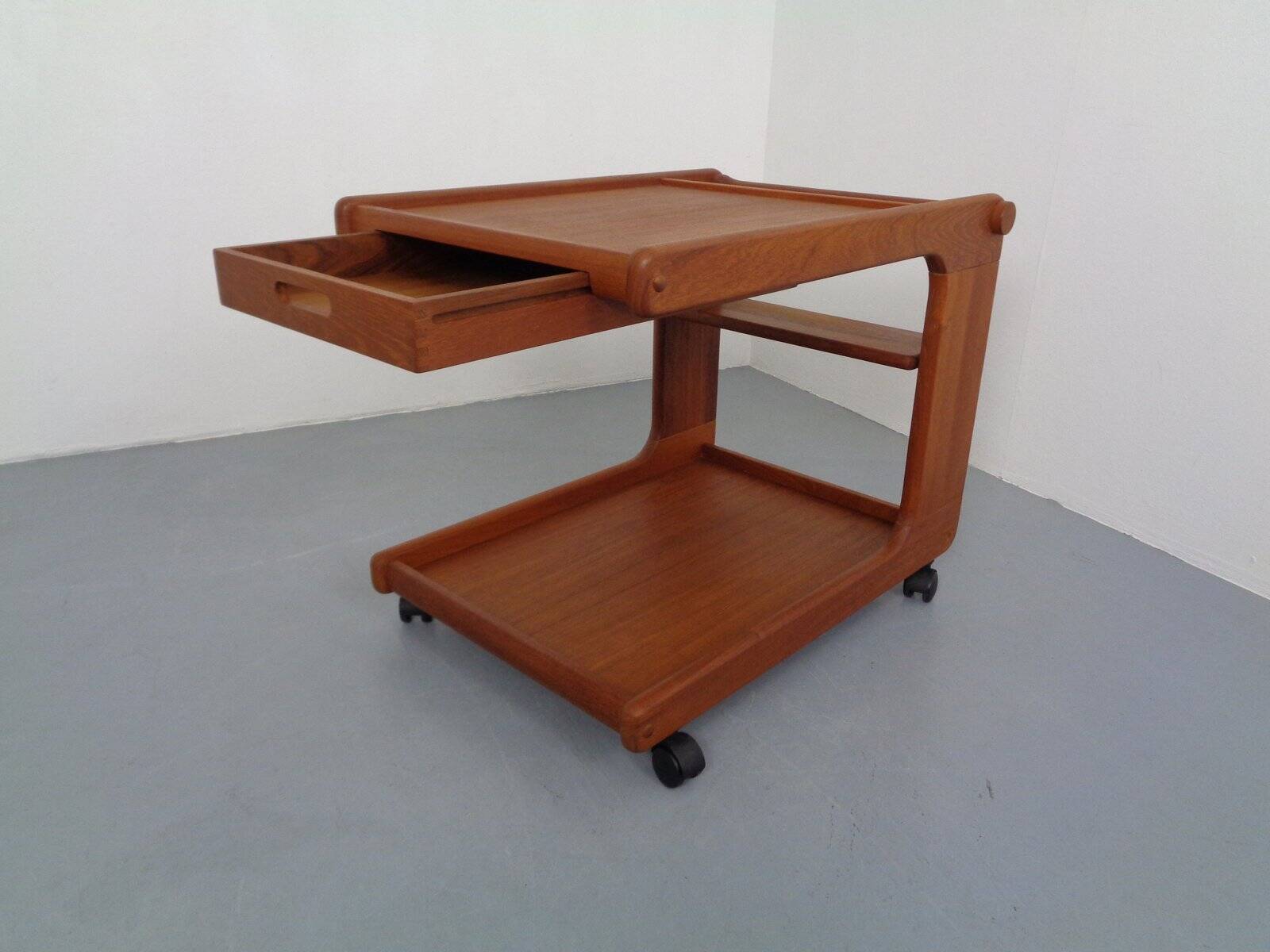 Large Rollable Teak Bar Cart, 1960s