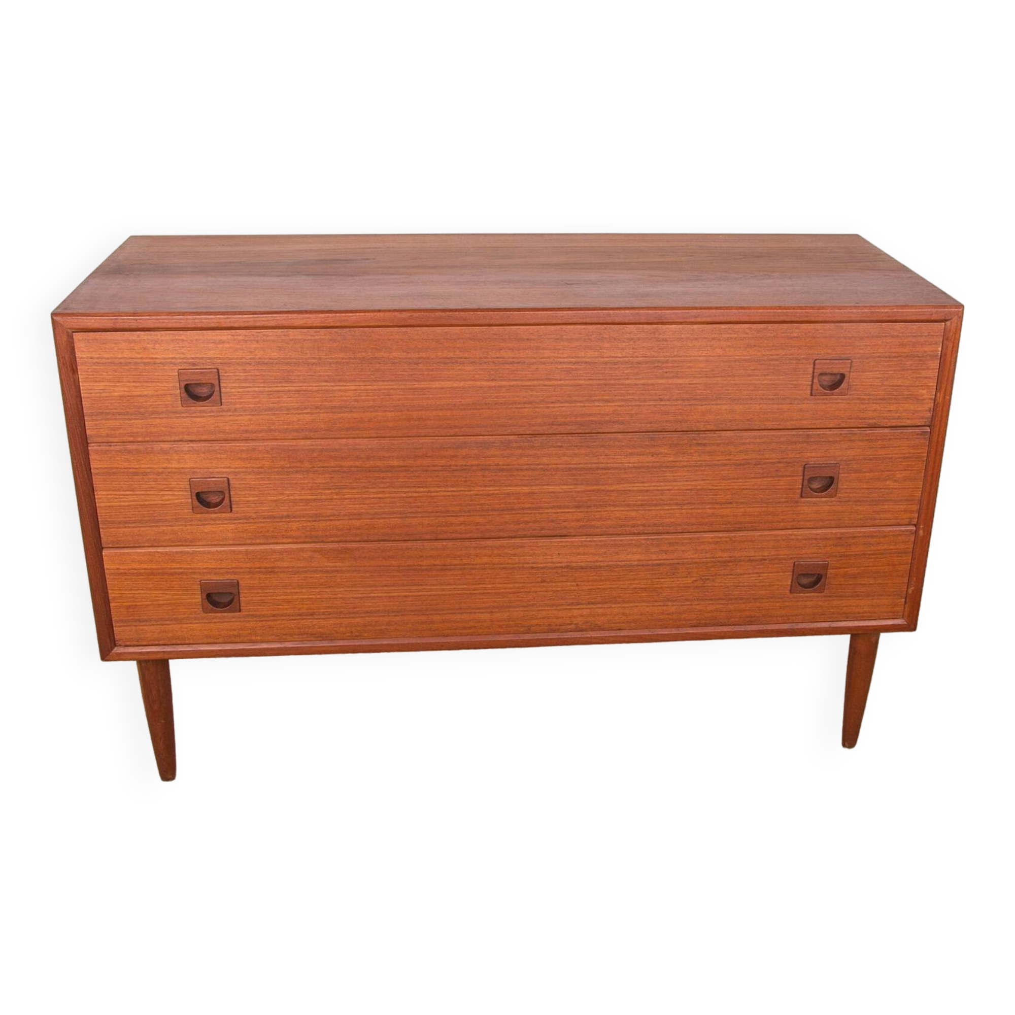 Danish teak chest of drawers or small sideboard, 3 large drawers, 1960.