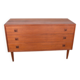 Danish teak chest of drawers or small sideboard, 3 large drawers, 1960.