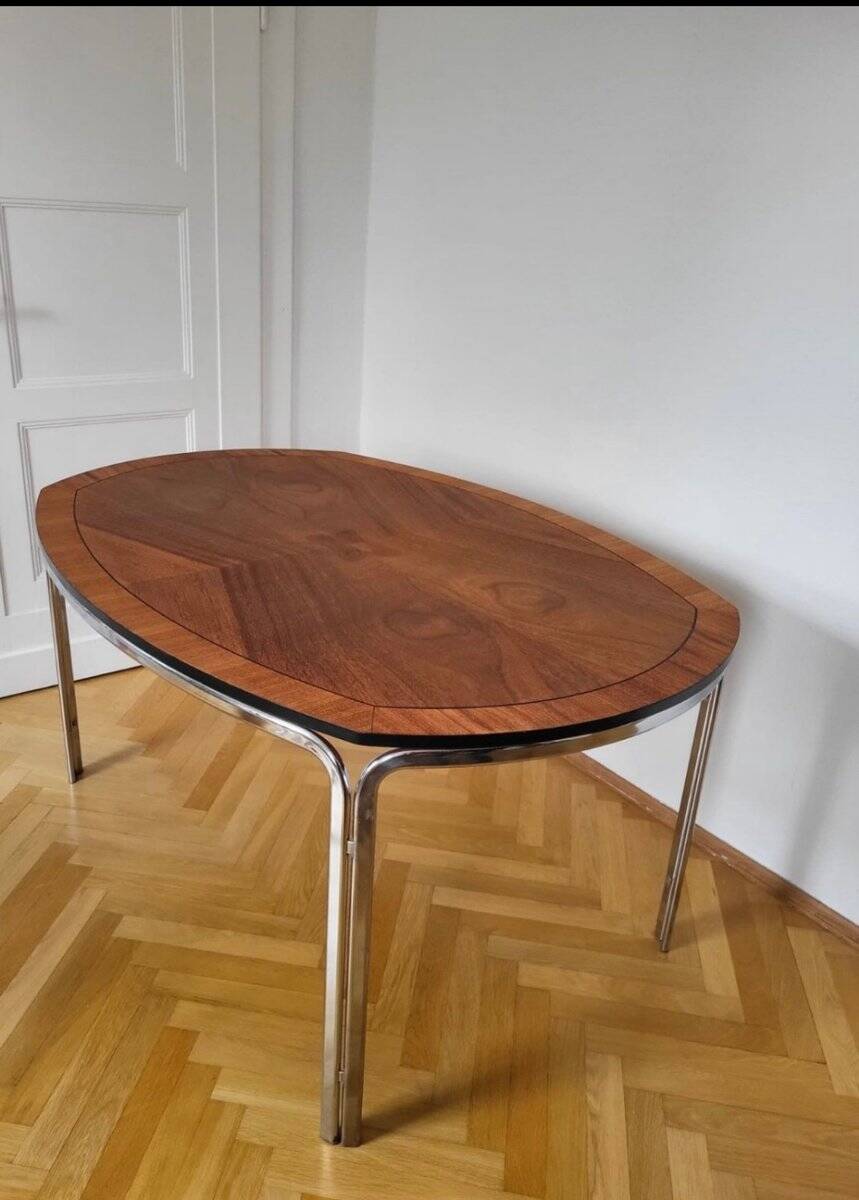 Mid-century dining table with chrome frame by Odenwald, 1960s