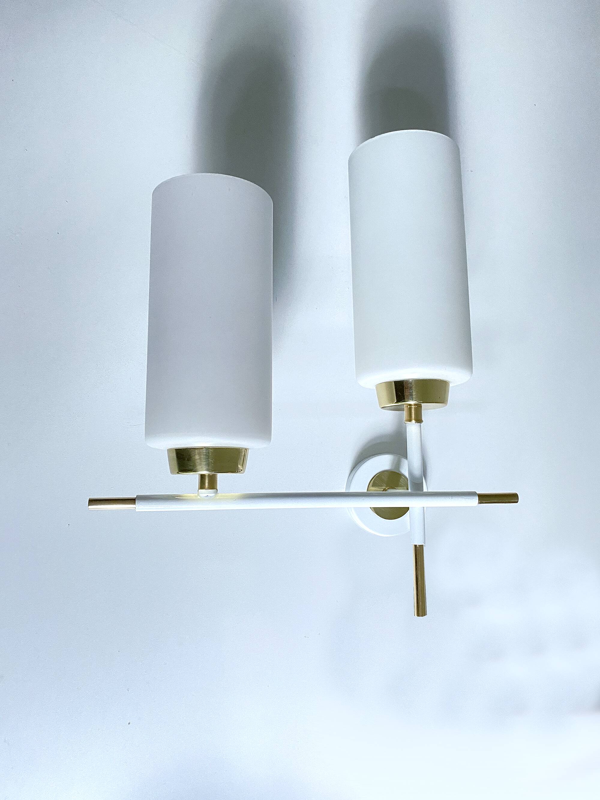 Pair of vintage architectural wall lights, 1960s