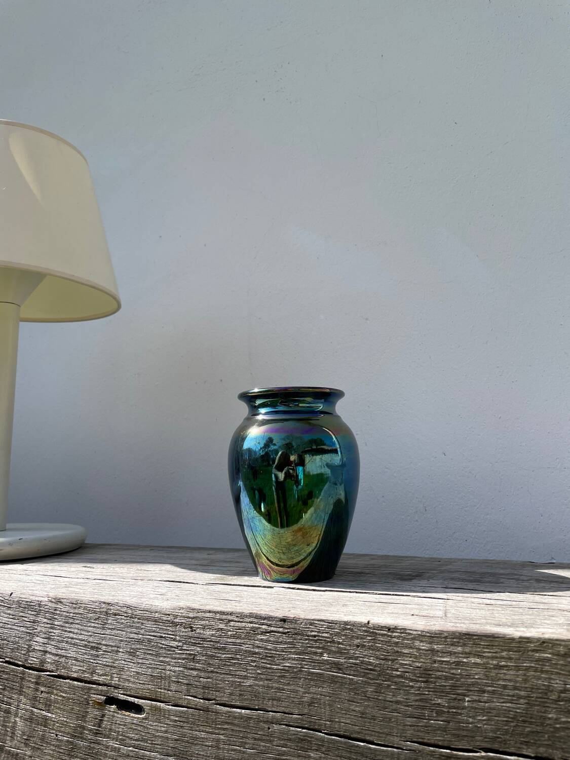 Vintage iridescent ceramic vase
