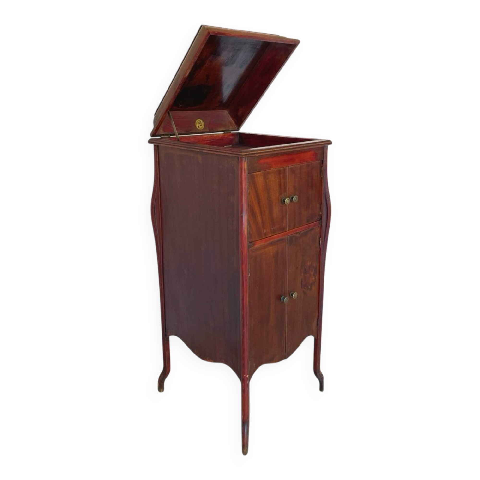 Italian floor-model upright phonograph cabinet, 1900s