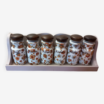 Shelves with spice jars