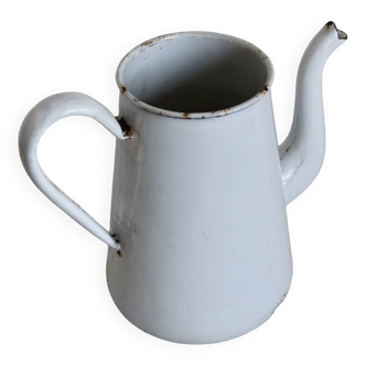 Vintage stamped white enameled coffee pot