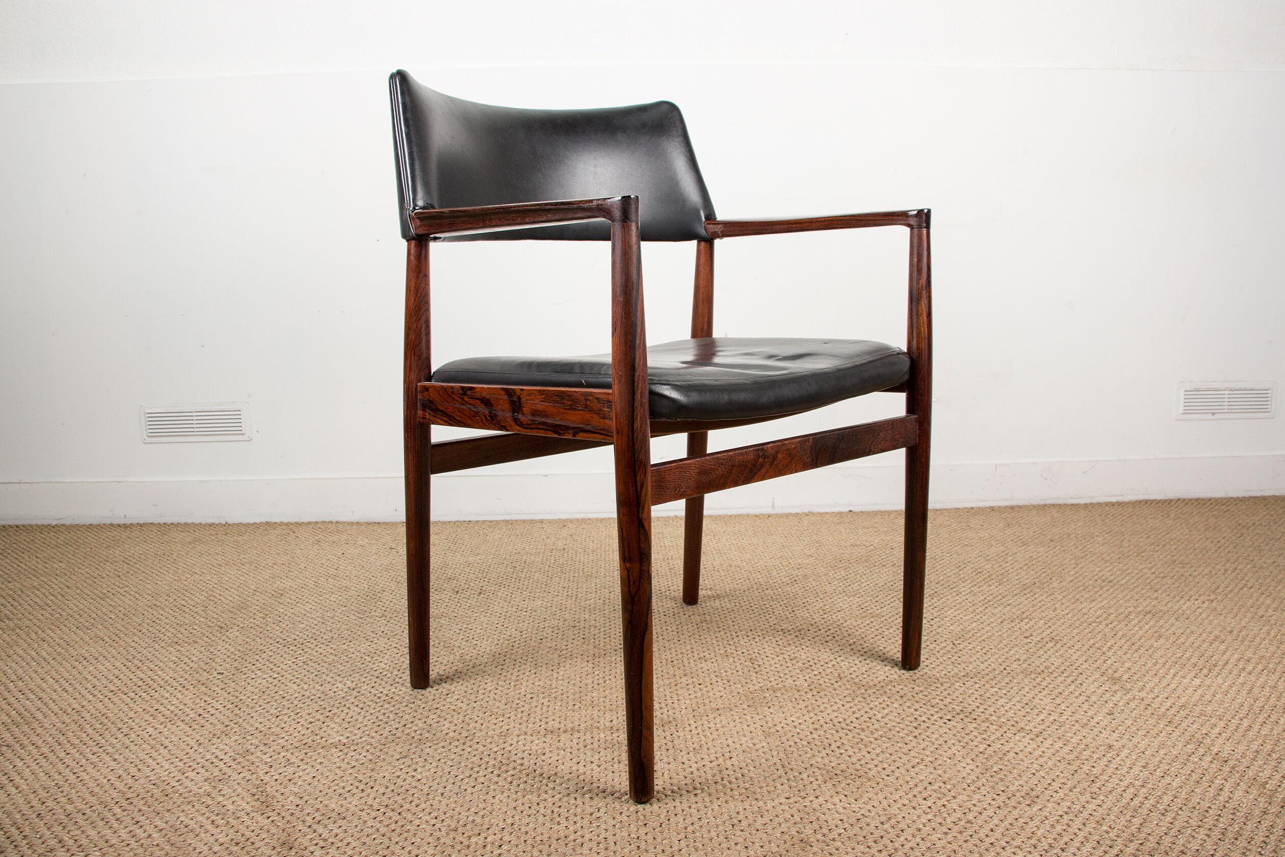 Danish Rosewood and Leather armchair by Erik Worts for Soro Stolefabrik.