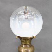1940s Pair of Italian Restored Brass Table Lamps with Glass Shades
