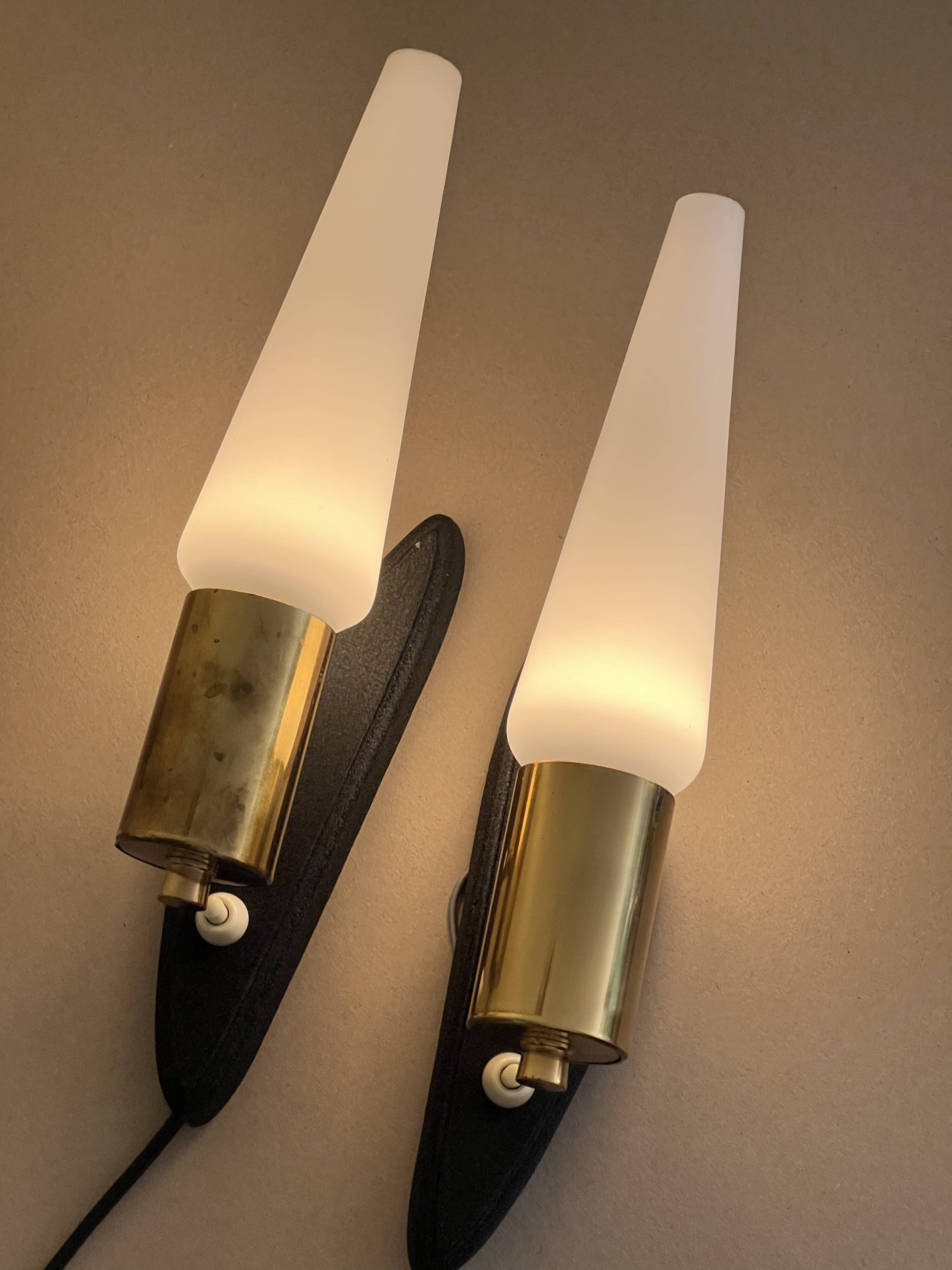 Pair of vintage wall lights, 60s