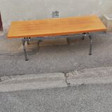 Vintage walnut and chrome coffee table