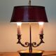 bronze and brass 2-bulb bouillotte lamp, red desk lamp