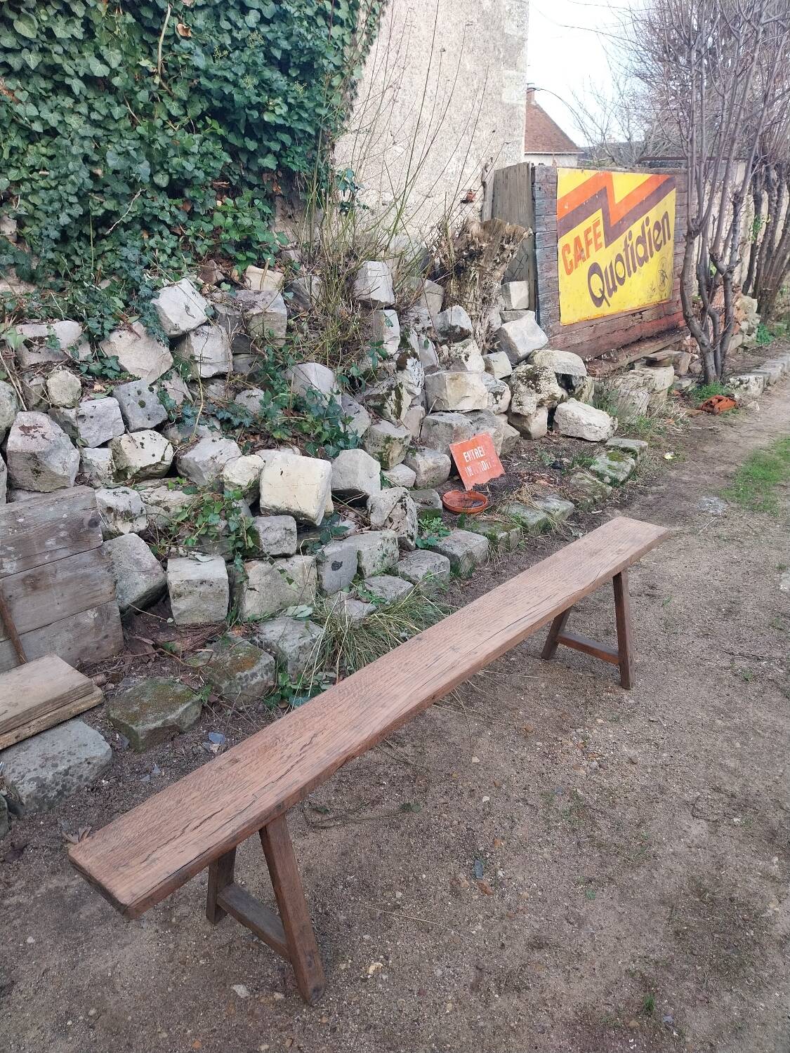 Old oak farm bench
