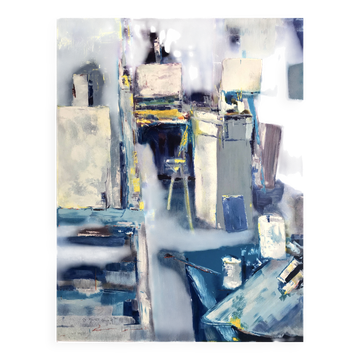 Artist's studio. Original lithograph signed in pencil.