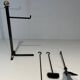 Modernist Fire Necessities in Steel and Brass with Hanging Tools, in the