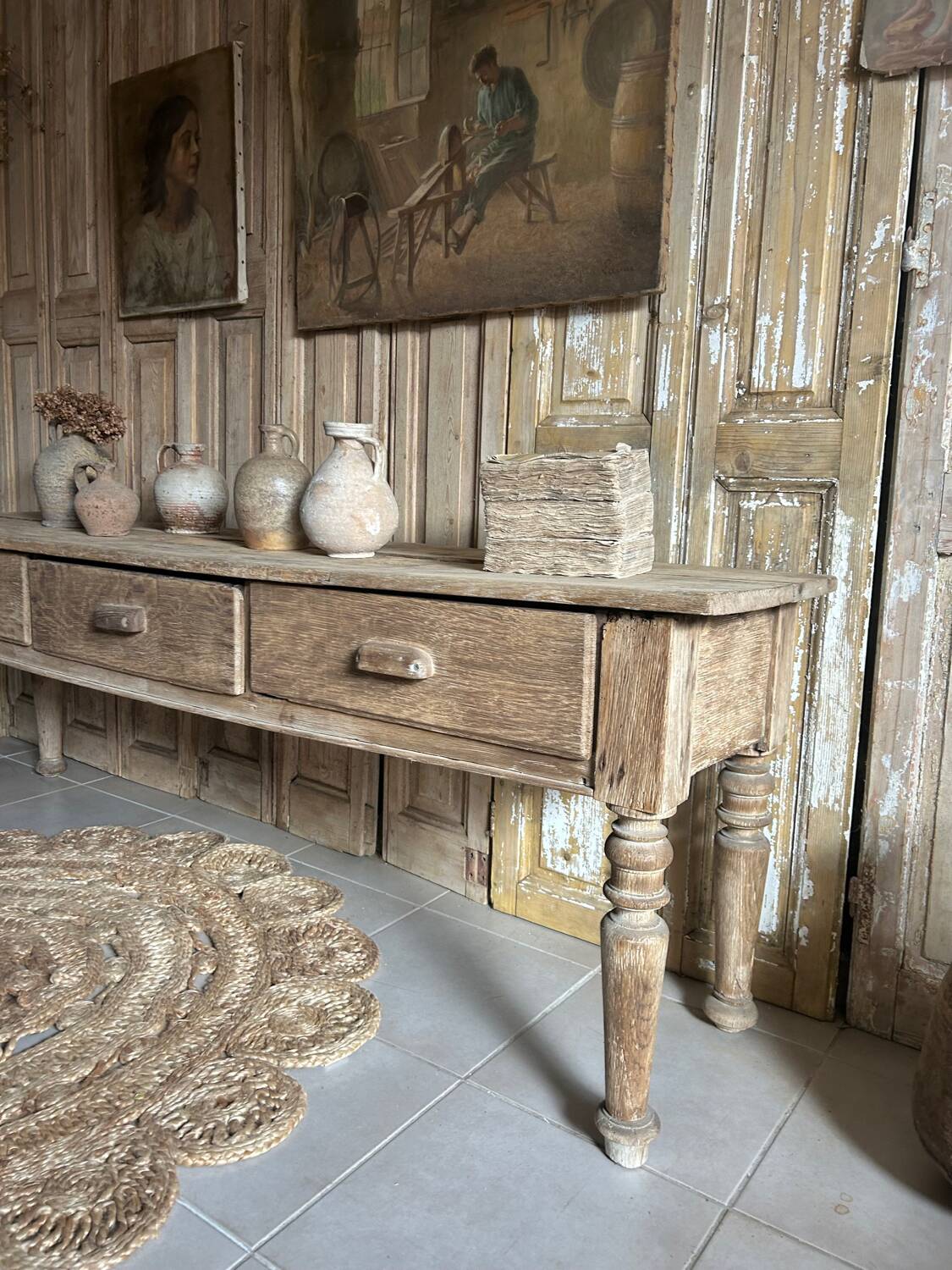 Ancienne table à cruche , console