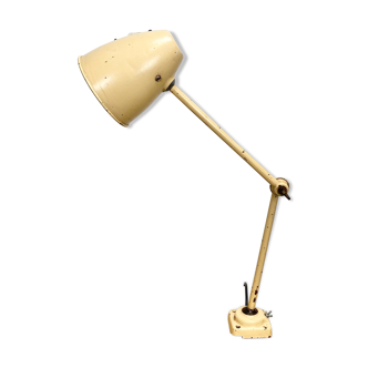 Lampe de table industrielle beige du milieu du siècle, années 1960