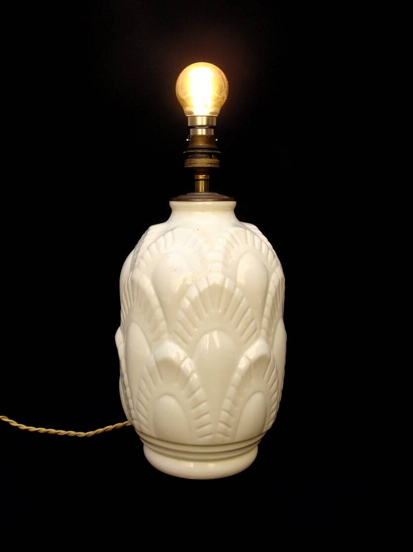 Boch cracked ceramic Art Deco lamp