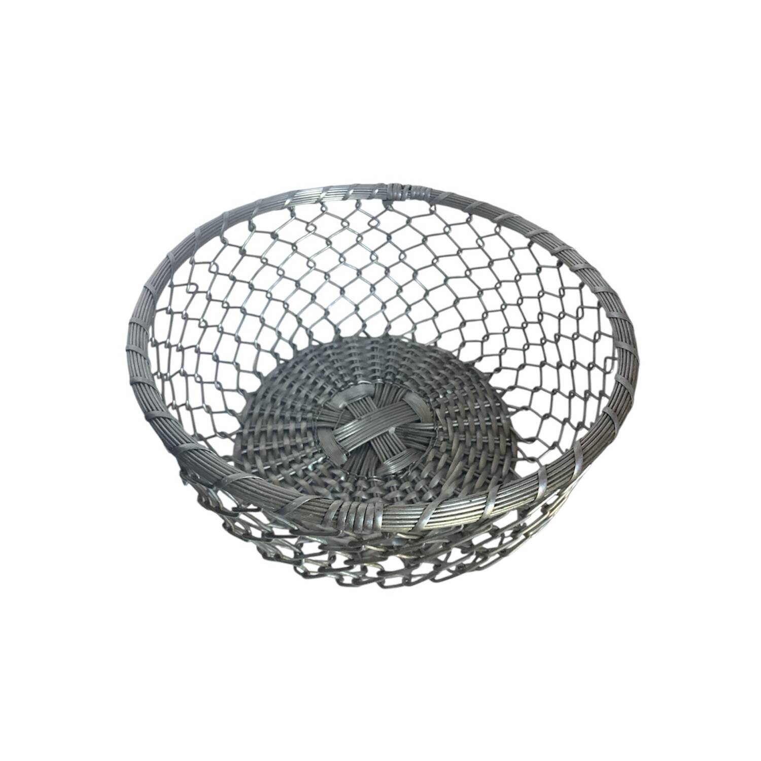 Round silver metal basket – Openwork design