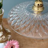Suspension abat-jour vintage en verre moulé - collection vaisselle -