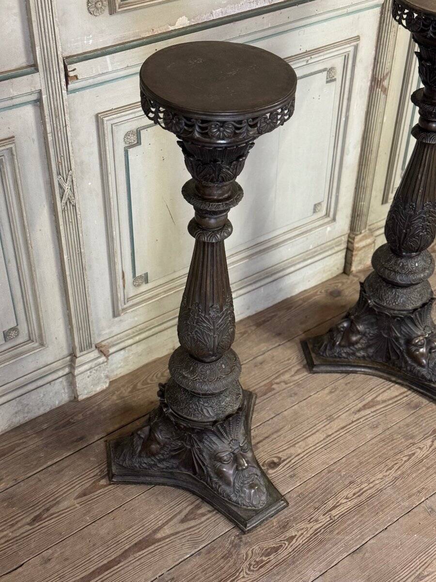 Pair of Bronze Pedestals, Italy, 19th Century