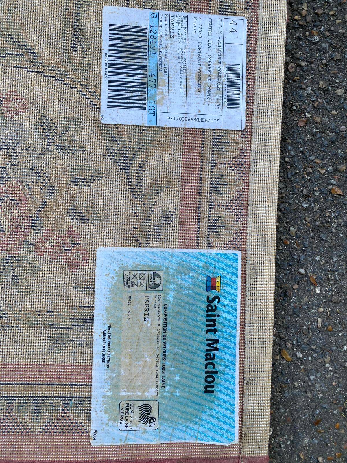 Persian rug in virgin wool, red beige velvet, 200x170 Saint Maclou