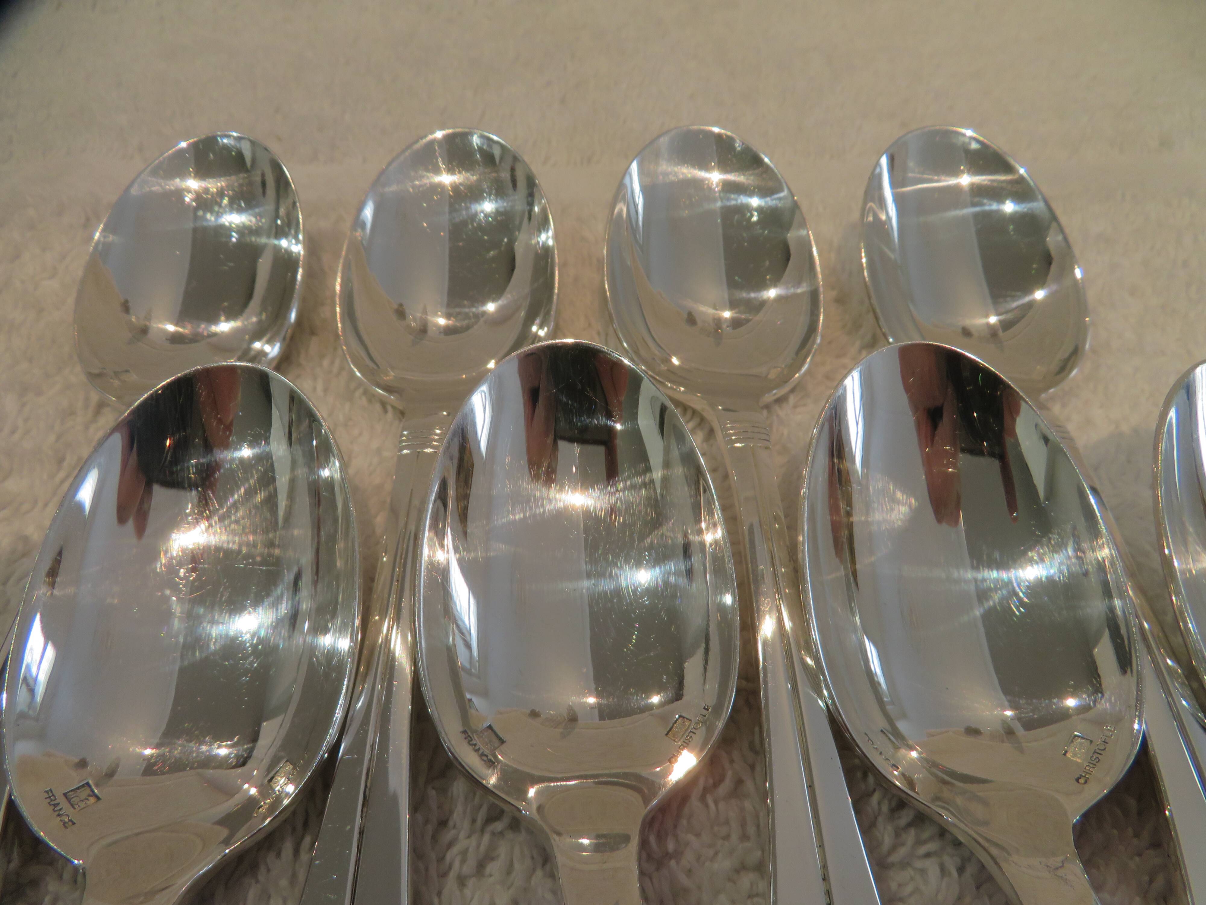 8 silver-plated teaspoons Christofle Atlantide 13.7cm