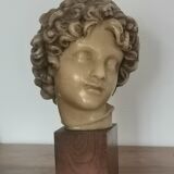 Wax head on “art deco” wooden base