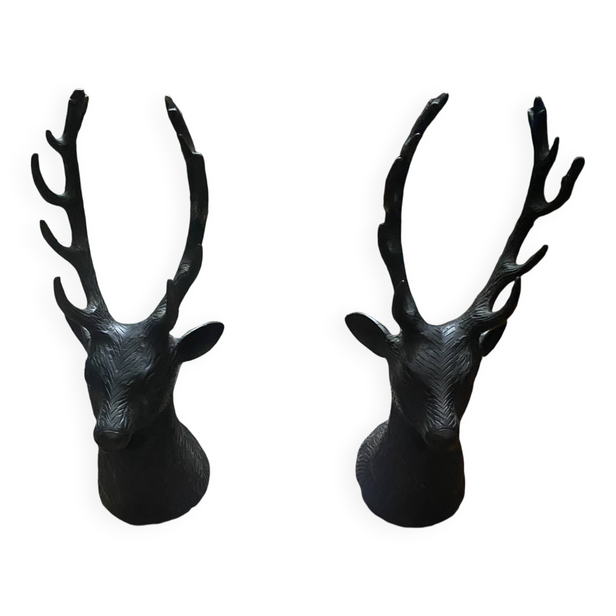 Pair of vintage deer head andirons