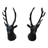 Pair of vintage deer head andirons