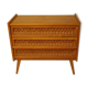 Commode vintage en bois et rotin 1960