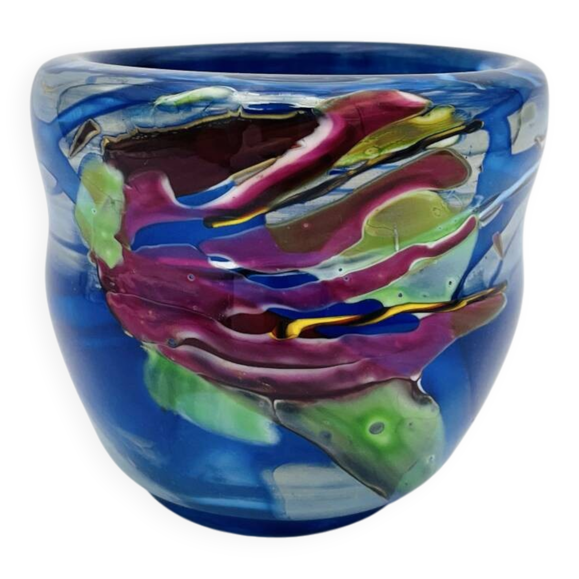 Vase Art Glass Signed Patrick Lepage 2002 - Blown Glass Fuming Oxides