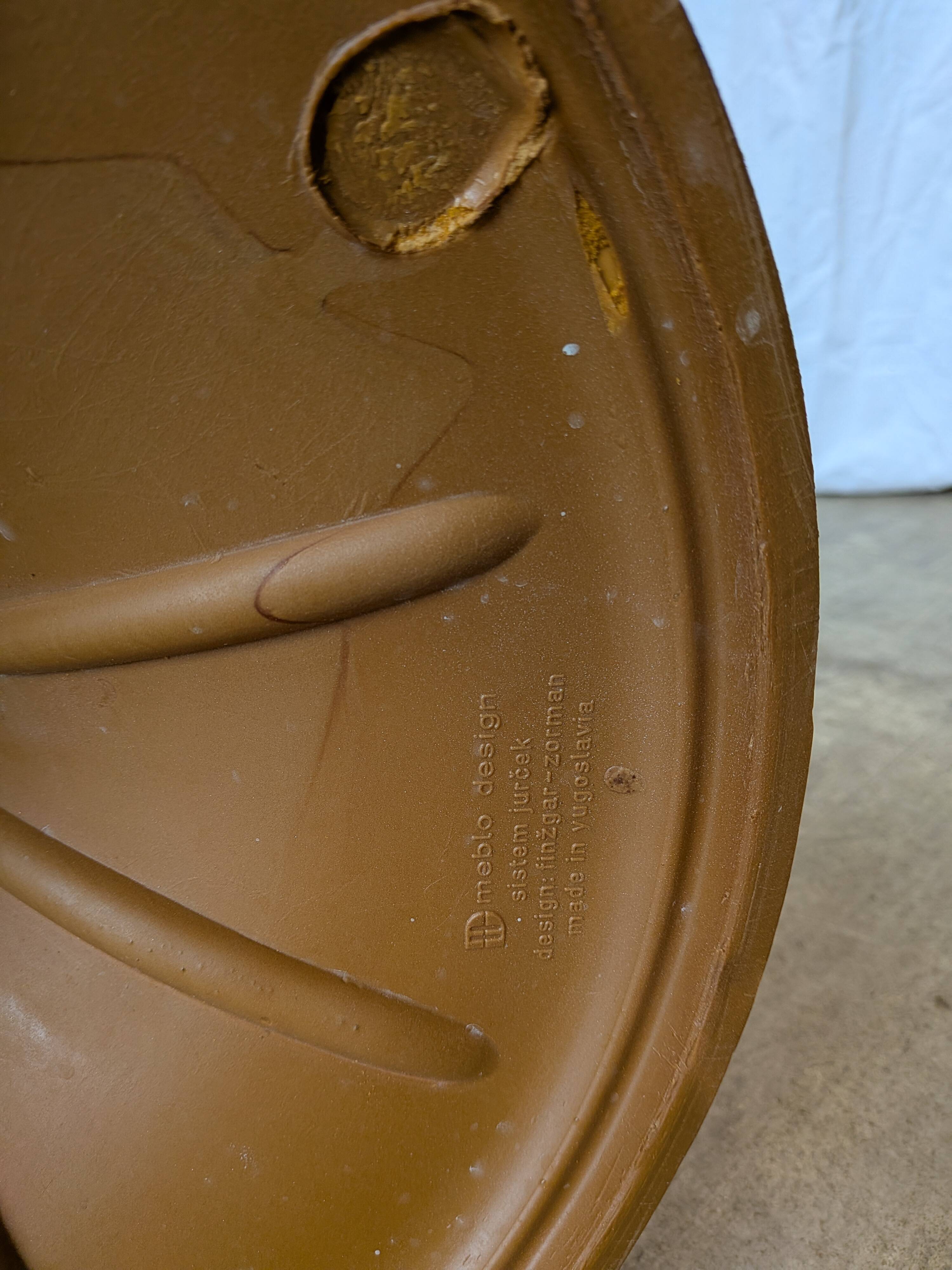 Orange Vintage Mushroom Stool “Jurček” by Meblo, 1960s – Space Age Retro