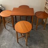 Scandinavian set by Poul Hundevad table and 4 folding teak stools