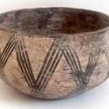 Large ethnic style bowl in orange terracotta, early 20th century