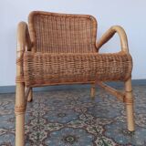 Rattan and bamboo armchair, 70s