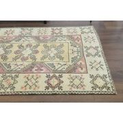Vintage Turkish Oushak Handmade Wool Cotton Yellow Area Rug 119X210