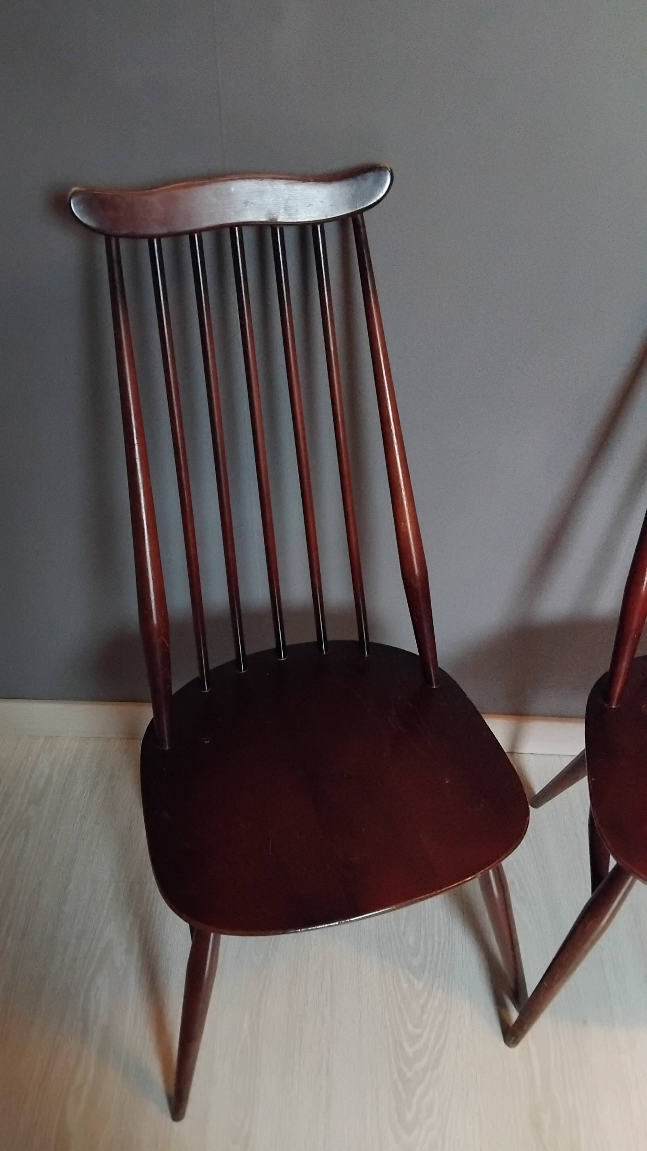 Pair of Ercol Goldsmith Scandinavian chairs from the 1960s.