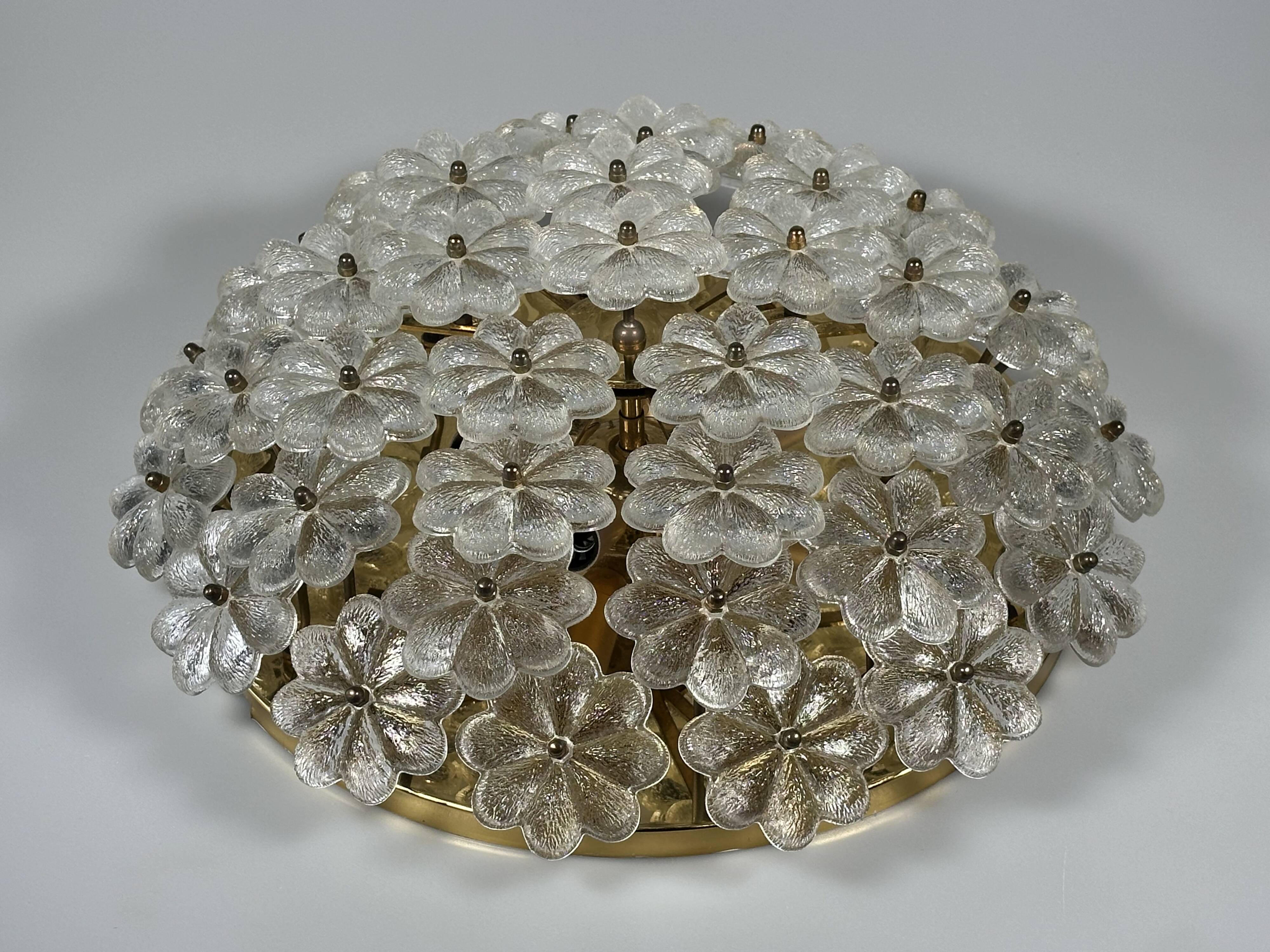 1960s/70s Ceiling Lamp Ernst Palme made of brass and glass, Germany