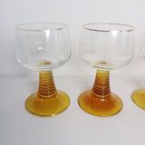 Set of 3 amber glass stemware