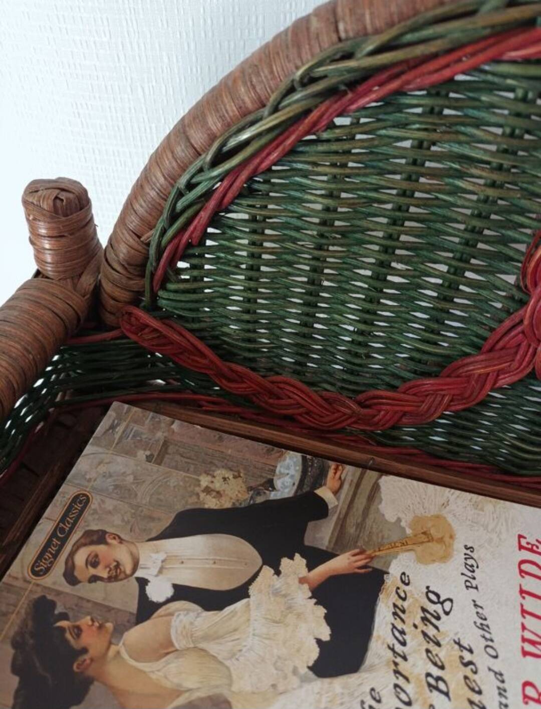 Vintage wicker wall shelf