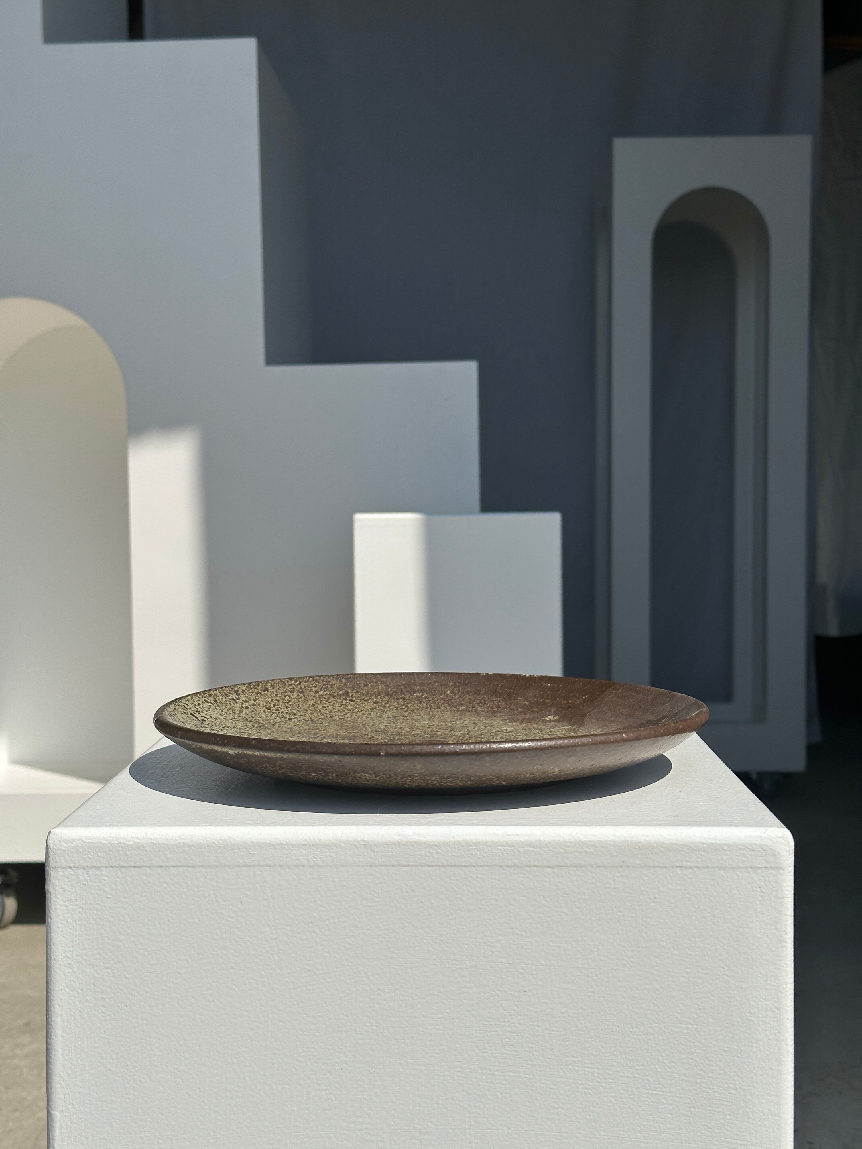 Indonesian green ceramic dish D:26.5