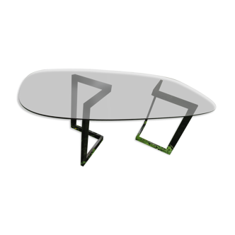 large oval table in smoked glass 80