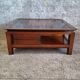 Table basse carrée bois massif plateau avec verre noir 100x100 cm