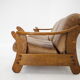 1970s Brutalist Dutch Oak and Leather 3 Seater Sofa