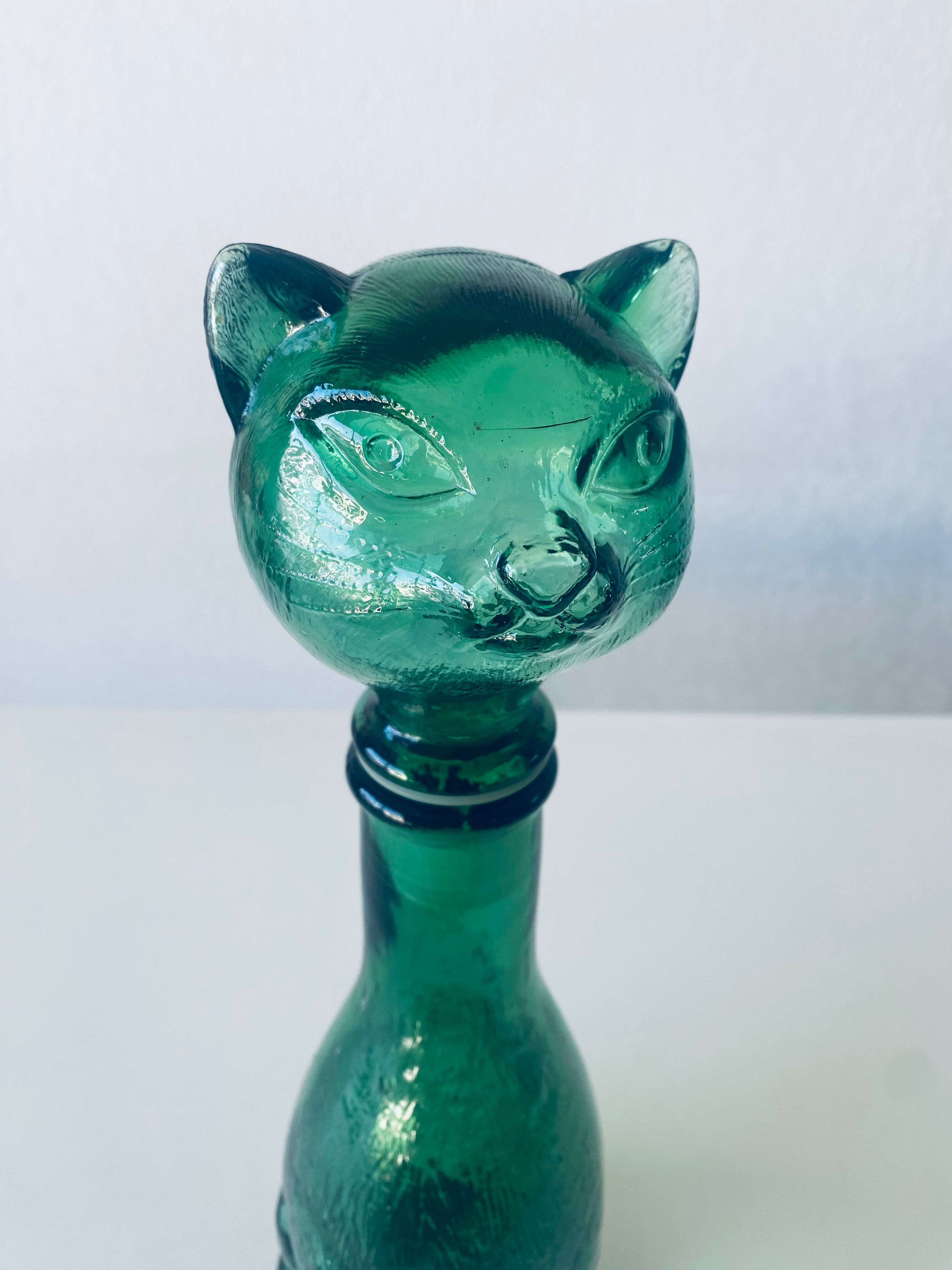 Vintage glass decanter in cat shape